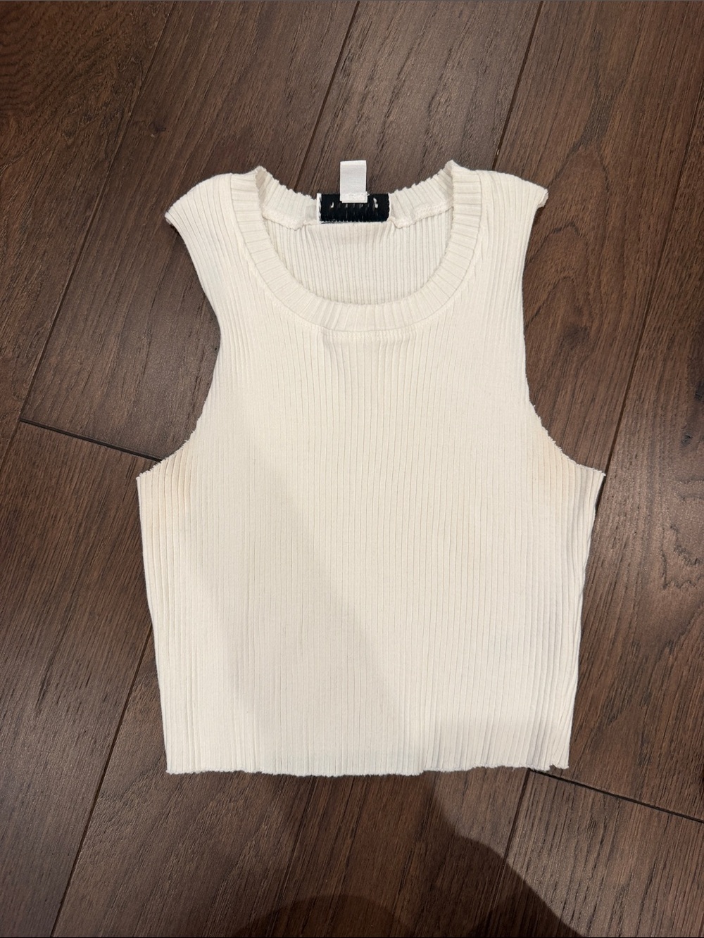 Topshop Ribbed Sleeveless Crop Tank - Cream Size 6 - C27-176